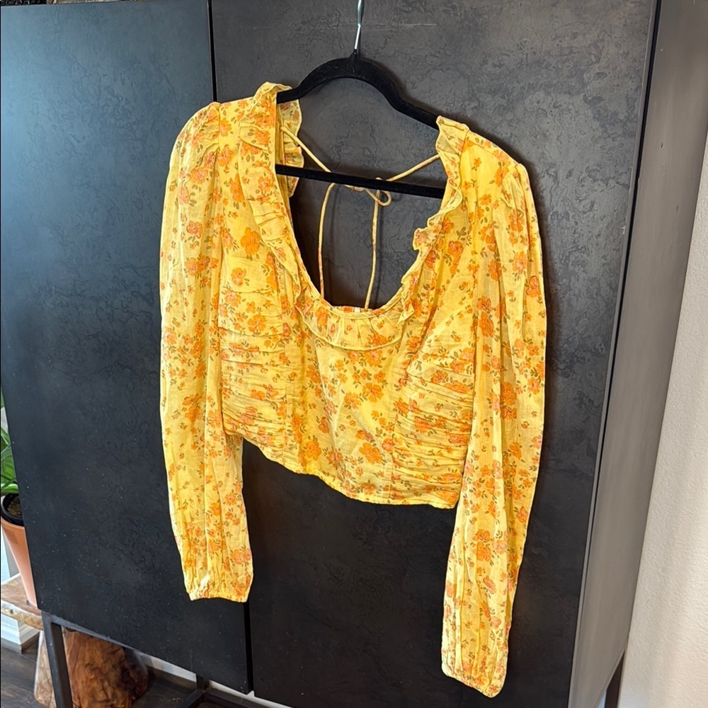 Free People Yellow Floral Blouse